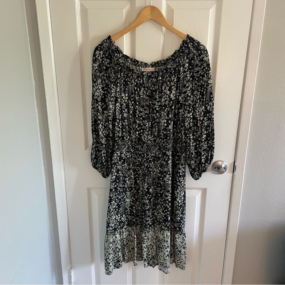 Knox Rose Boho Floral Black Dress Size XL Target